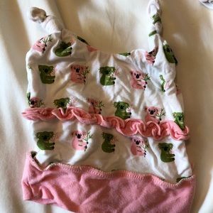 Kickee pants footie with matching hat. Koala print